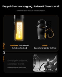 Pompă electrică pentru bicicletă TowerTop 12V DC, 150 PSI, flux dublu, 6000 mAh, umflare de 5 ori mai rapidă, 4 moduri presetate, manometru digital, memorie, LED 4