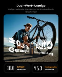 Pompă electrică pentru bicicletă TowerTop 12V DC, 150 PSI, flux dublu, 6000 mAh, umflare de 5 ori mai rapidă, 4 moduri presetate, manometru digital, memorie, LED 5