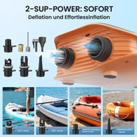 Akumulátorová pumpa na paddleboard TowerTop, 10500 mAh, 50 PSI, dvojstupňová elektrická pumpa 12 V s 8 nadstavcami na paddleboard, kajak, auto, tyrkysová 7