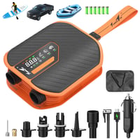 Akumulátorová pumpa na paddleboard TowerTop, 10500 mAh, 50 PSI, dvojstupňová elektrická pumpa 12 V s 8 nadstavcami na paddleboard, kajak, auto, tyrkysová 1