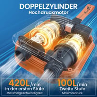 Akumulátorová pumpa na paddleboard TowerTop, 10500 mAh, 50 PSI, dvojstupňová elektrická pumpa 12 V s 8 nadstavcami na paddleboard, kajak, auto, tyrkysová 3