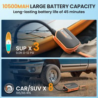Akumulátorová pumpa na paddleboard TowerTop, 10500 mAh, 50 PSI, dvojstupňová elektrická pumpa 12 V s 8 nadstavcami na paddleboard, kajak, auto, tyrkysová 5