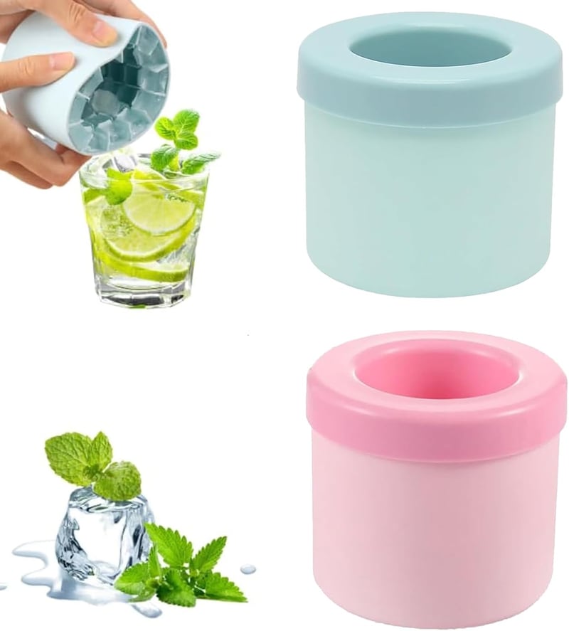 TownTop szilikon jégkocka forma 2db kék-rózsaszín, 60 kocka/töltés, könnyen kioldható