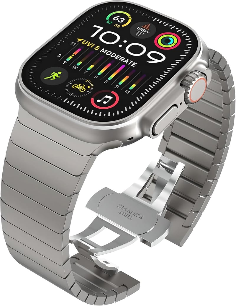 Curea unisex din oțel inoxidabil Towonshy Titanium pentru iWatch Ultra 1 2 3 SE Seria 11 10 9 8 7 6 5 4 3 2 1 49 46 45 44 42 41 40 38 mm