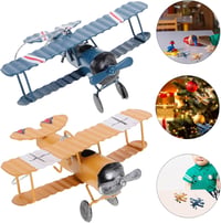 TOYANDONA 2db Vintage Fém Szintezővas Retro Repülőgép Modell Kék-Sárga 6