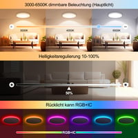 Plafonieră LED ToyGlee Dimmabilă 36W Diametru 30 cm Smart RGBIC cu Telecomandă, Compatibilă cu Alexa și Google Assistant, pentru Dormitor și Sufragerie 2