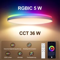Plafonieră LED ToyGlee Dimmabilă 36W Diametru 30 cm Smart RGBIC cu Telecomandă, Compatibilă cu Alexa și Google Assistant, pentru Dormitor și Sufragerie 3