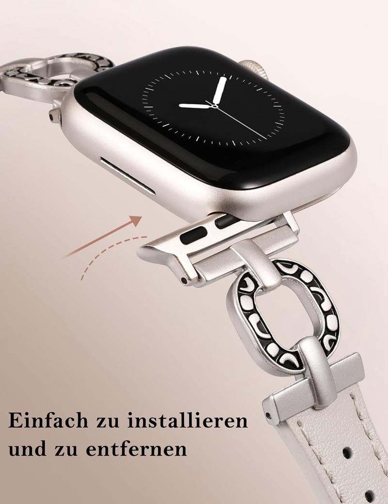 TOYOUTHS Bőr Óraszíj Apple Watch 41/40/38/42mm Női Elegáns Vékony Bőrpánt O-alakú Csattal iWatch Series 11 10 9 8 7 6 5 4 SE Polar Star