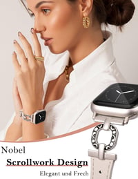 TOYOUTHS Bőr Óraszíj Apple Watch 41/40/38/42mm Női Elegáns Vékony Bőrpánt O-alakú Csattal iWatch Series 11 10 9 8 7 6 5 4 SE Polar Star 4