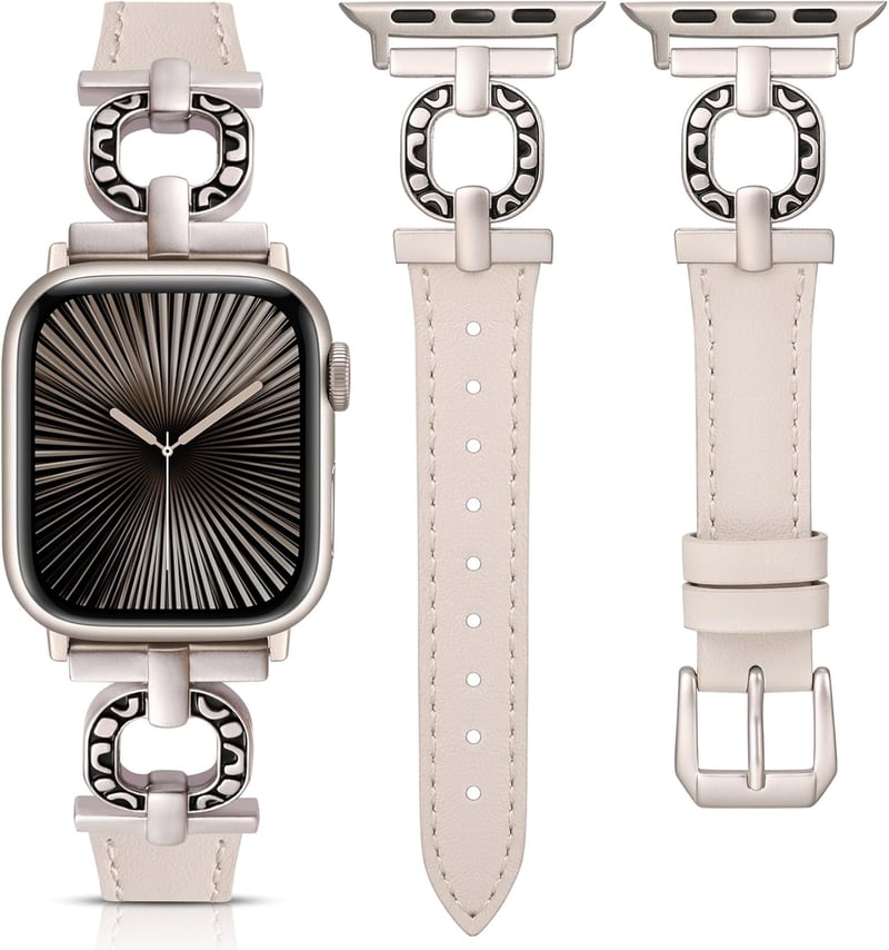 TOYOUTHS Bőr Óraszíj Apple Watch 41/40/38/42mm Női Elegáns Vékony Bőrpánt O-alakú Csattal iWatch Series 11 10 9 8 7 6 5 4 SE Polar Star