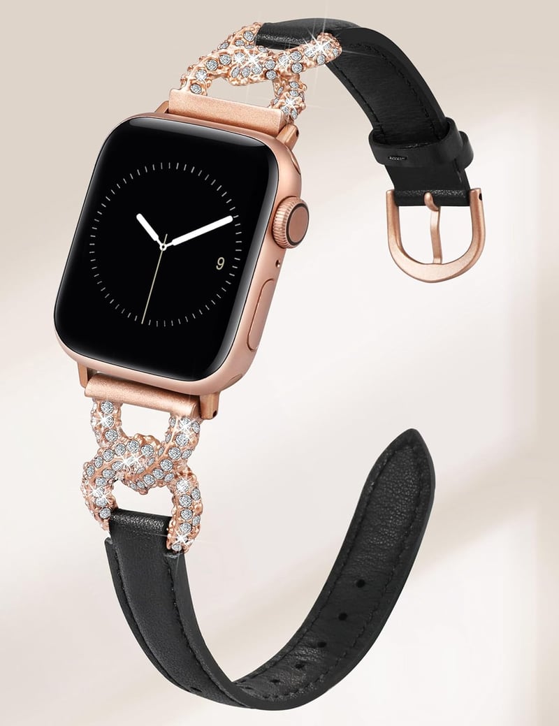TOYOUTHS Bőr Szíj Apple Watch-hoz 38/40/41/42/44/45/49mm Női Elegáns Gyémánt Csat Vékony Bőrszíj iWatch Ultra 2/9/8/7/6/5/4/3/2/1/SE