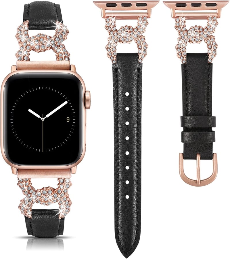 TOYOUTHS Bőr Szíj Apple Watch-hoz 38/40/41/42/44/45/49mm Női Elegáns Gyémánt Csat Vékony Bőrszíj iWatch Ultra 2/9/8/7/6/5/4/3/2/1/SE