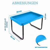 Detský hrací stôl na piesok a vodu Toyrific Play Tray, vnútorný aj vonkajší senzorický stôl, s nastaviteľnými nohami, modrý 3
