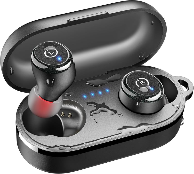 TOZO T10 Bluetooth 5.0 True Wireless slúchadlá, IPX8 vodotesný in-ear headset s mikrofónom, prémiové hlboké basy, športové slúchadlá, čierne