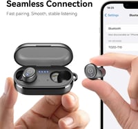 Bezdrôtové slúchadlá TOZO T10 Bluetooth 5.3, vodotesnosť IPX8, 55 hodín prehrávania s nabíjacím puzdrom, čierne 9
