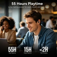 Bezdrôtové slúchadlá TOZO T10 Bluetooth 5.3, vodotesnosť IPX8, 55 hodín prehrávania s nabíjacím puzdrom, čierne 3