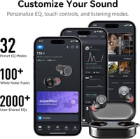 Bezdrôtové slúchadlá TOZO T10 Bluetooth 5.3, vodotesnosť IPX8, 55 hodín prehrávania s nabíjacím puzdrom, čierne 7