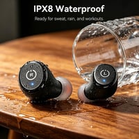 Bezdrôtové slúchadlá TOZO T10 Bluetooth 5.3, vodotesnosť IPX8, 55 hodín prehrávania s nabíjacím puzdrom, čierne 6
