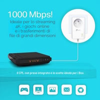TP-Link TL-PA7017P KIT Powerline adapter - 1000 Mbps, 1 Gigabit port, beépített aljzat, 2 db 2