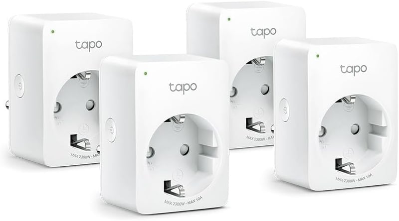 TP-Link Tapo P100 Okos WiFi Konnektor 4 db-os Csomag - Alexa és Google Home Kompatibilis, Távirányítható, Hangvezérelhető, Hub Nélküli