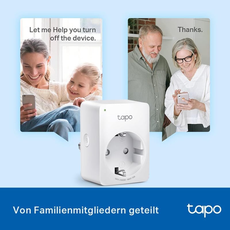 TP-Link Tapo P100 Okos WiFi Konnektor 4 db-os Csomag - Alexa és Google Home Kompatibilis, Távirányítható, Hangvezérelhető, Hub Nélküli