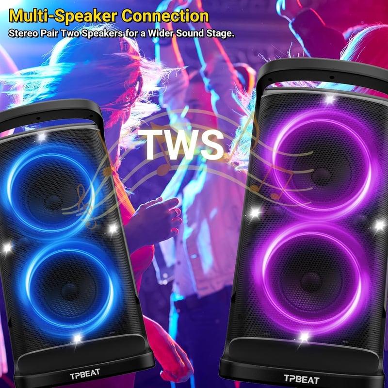 TPBEAT 160W Bluetooth Partybox LED-Lichtshow 15h Akku Erős Basszus