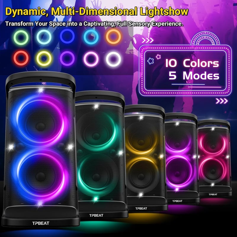 TPBEAT 160W Bluetooth Partybox LED-Lichtshow 15h Akku Erős Basszus