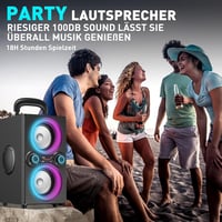 TPBEAT 80 W Bluetooth party hangszóró fekete, TWS sztereó, Bass Boost, fények, mikrofon bemenet, USB TF AUX 4