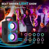 TPBEAT 80 W Bluetooth party hangszóró fekete, TWS sztereó, Bass Boost, fények, mikrofon bemenet, USB TF AUX 5