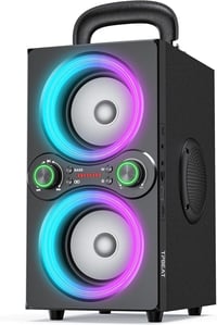 TPBEAT 80 W Bluetooth party hangszóró fekete, TWS sztereó, Bass Boost, fények, mikrofon bemenet, USB TF AUX 1