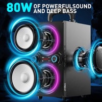 TPBEAT 80 W Bluetooth party hangszóró fekete, TWS sztereó, Bass Boost, fények, mikrofon bemenet, USB TF AUX 3