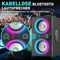 TPBEAT 80 W Bluetooth party hangszóró fekete, TWS sztereó, Bass Boost, fények, mikrofon bemenet, USB TF AUX 7