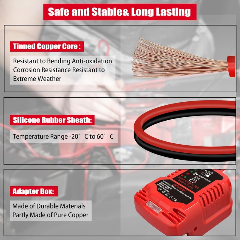 TPDL Indítóakkumulátor Einhell Power X-Change 18V Akkuhoz, Autóindító Kábellel