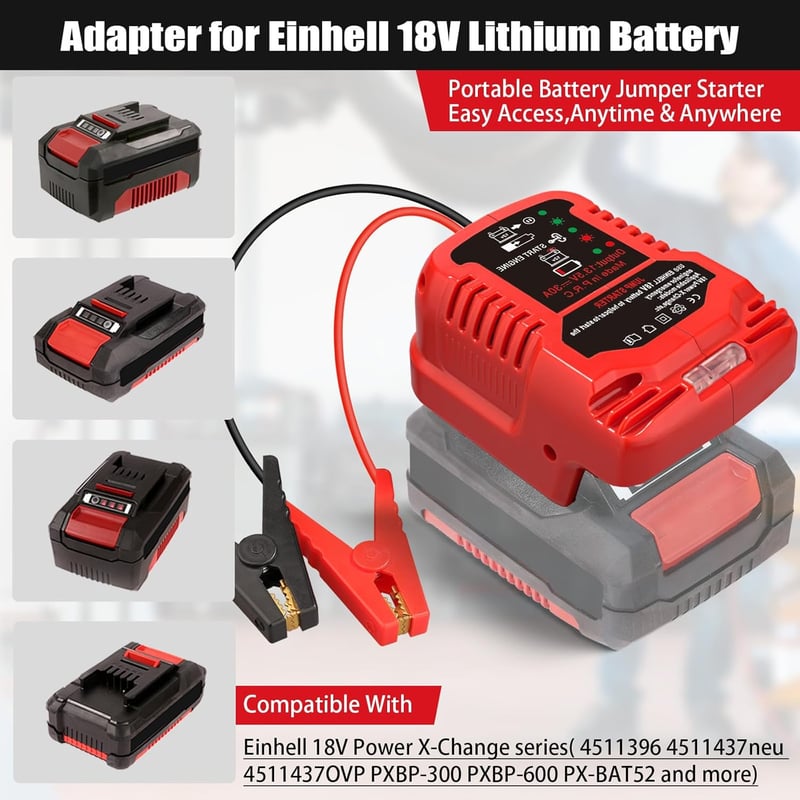 TPDL Indítóakkumulátor Einhell Power X-Change 18V Akkuhoz, Autóindító Kábellel