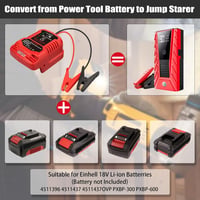 TPDL Indítóakkumulátor Einhell Power X-Change 18V Akkuhoz, Autóindító Kábellel 2