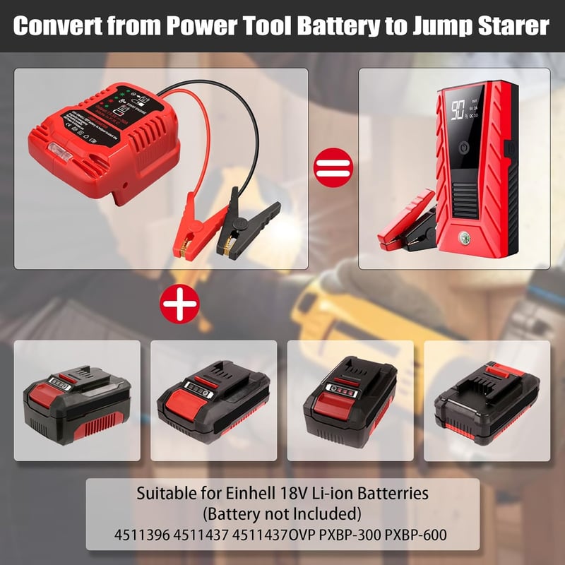 TPDL Indítóakkumulátor Einhell Power X-Change 18V Akkuhoz, Autóindító Kábellel