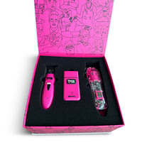 Set Profesional de Tuns TPOB Slime 2 pentru Bărbați - Trimmer și Aparat de Ras cu Folie, 6800 RPM, Candy Pink, Carcasă Mată și Lamă X Fade 2