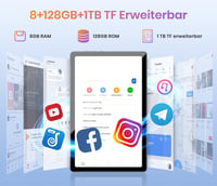 TPZ 10,36" Android 12 Tablet - 8GB RAM, 128GB Tárhely (1TB Bővíthető), 8000mAh Akkumulátor, 2K IPS Kijelző, Octa-Core, WiFi 6, Dual Kamera,  5