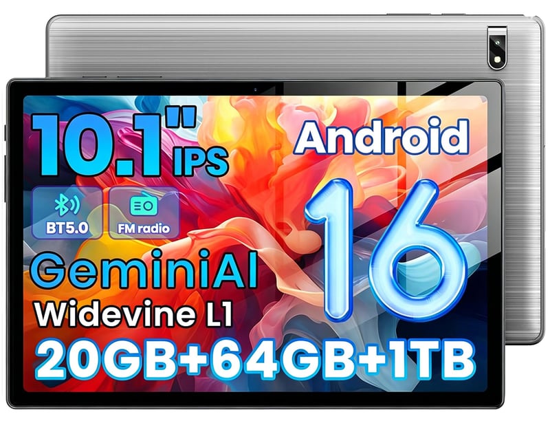 Tabletă Android TPZ 10,1 inchi, 12 GB RAM, 64 GB ROM, extensibilă până la 1 TB, procesor Octa-Core, ecran tactil IPS HD 1280x800, 6000 mAh, WiFi 6, BT 5.3, cameră duală 2MP+8MP
