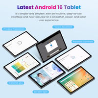 Tabletă Android TPZ 10,1 inchi, 12 GB RAM, 64 GB ROM, extensibilă până la 1 TB, procesor Octa-Core, ecran tactil IPS HD 1280x800, 6000 mAh, WiFi 6, BT 5.3, cameră duală 2MP+8MP 2