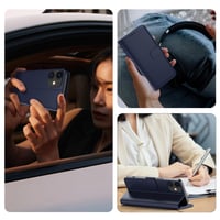Husă tip carte TQIAHF pentru iPhone 11, din piele, albastru închis, magnetică, cu suport pentru carduri 6