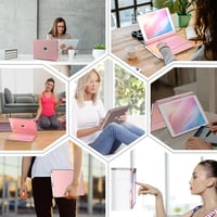 TQQ Billentyűzetes Tok iPad 10.2 Hüvelyk Trackpad-del, 360° Forgatható, 10 Színű Háttérvilágítás, Német QWERTZ Kiosztás, Rozé Arany 3