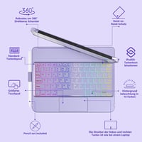 Husă cu tastatură TQQ pentru iPad Air 11 2025 și iPad 10 10,9 inchi 2022, cu touchpad precis, iluminare de fundal în 7 culori și rotație la 360 de grade 4