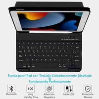 TQQ iPad 10.2 9th/8th/7th generáció Bluetooth billentyűzet tok ceruzatartóval 3