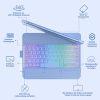 TQQ Billentyűzetes tok iPad 11. gen. (2025) / 10. gen. (2022) 11/10,9" Trackpad, 7 színű háttérvilágítás, 360° 4
