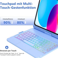 TQQ Billentyűzetes tok iPad 11. gen. (2025) / 10. gen. (2022) 11/10,9" Trackpad, 7 színű háttérvilágítás, 360° 8