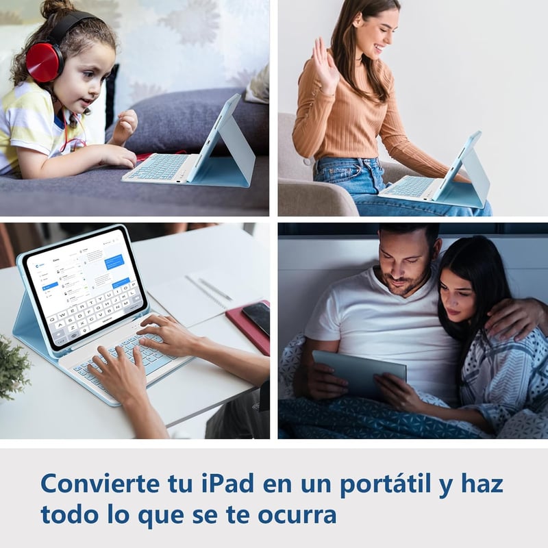 TQQ iPad 11. és 10. generációs védőtok Bluetooth billentyűzettel, eltávolítható