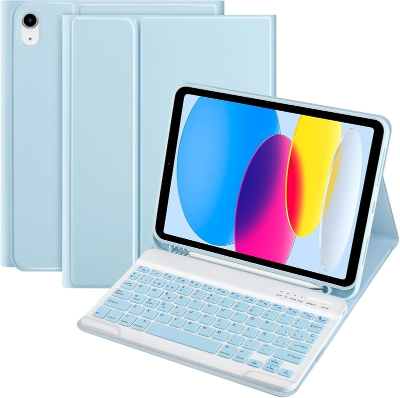 TQQ iPad 11. és 10. generációs védőtok Bluetooth billentyűzettel, eltávolítható