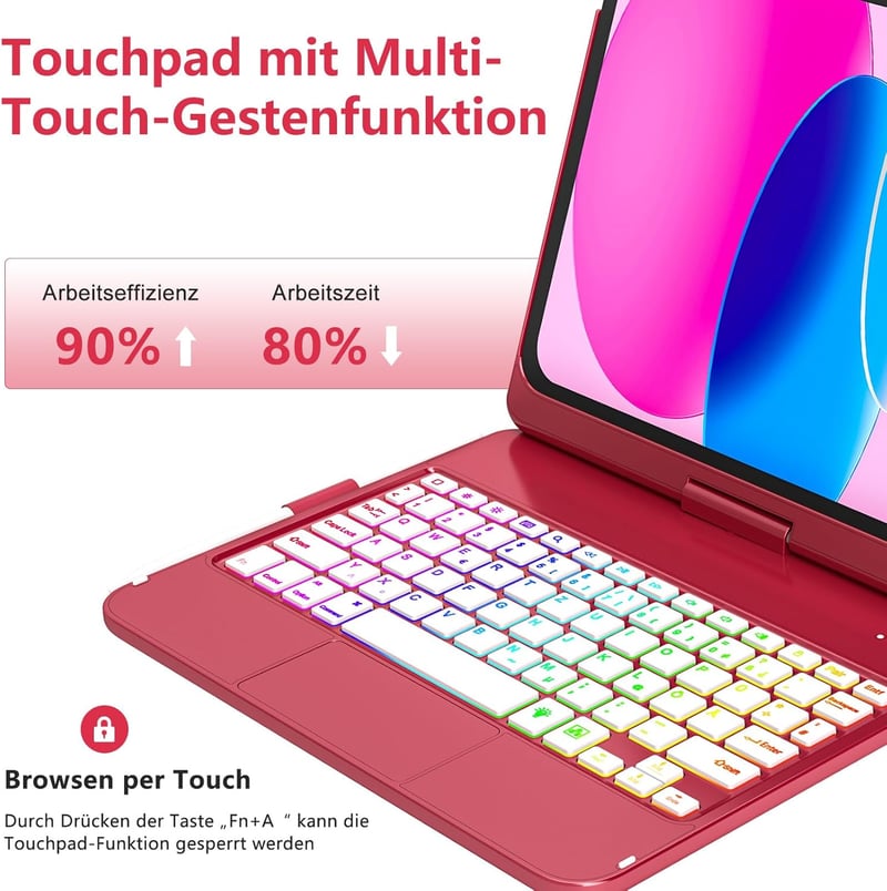 TQQ iPad 11 hüvely billentyűzettel, trackpad és 7 színű háttérvilágítás