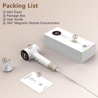 TQQ Plazma Ionos Hajszárító 110000 rpm Brushless Motor Csendes Gyors Szárítás - Pearl White 8